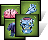 Sample tokens from the party game: FrankenDie.